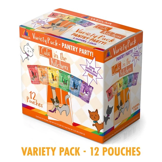 Weruva Cats in the Kitchen Variety Pack Grain-Free Cat Food Pouches, 3-oz, case of 12