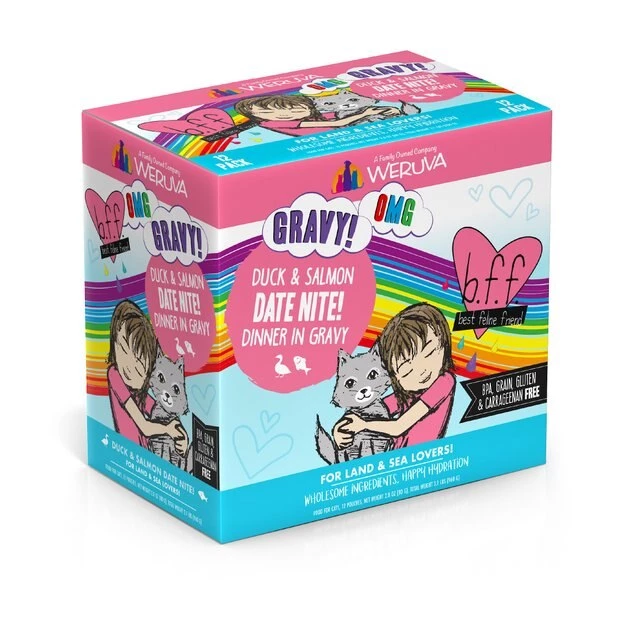 BFF OMG Date Nite! Duck & Salmon Dinner in Gravy Grain-Free Cat Food Pouches - Image 2