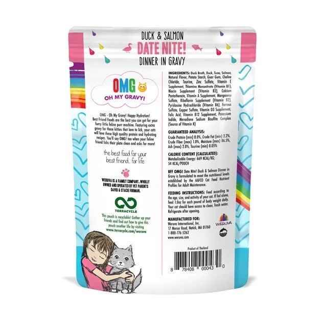 BFF OMG Date Nite! Duck & Salmon Dinner in Gravy Grain-Free Cat Food Pouches - Image 9