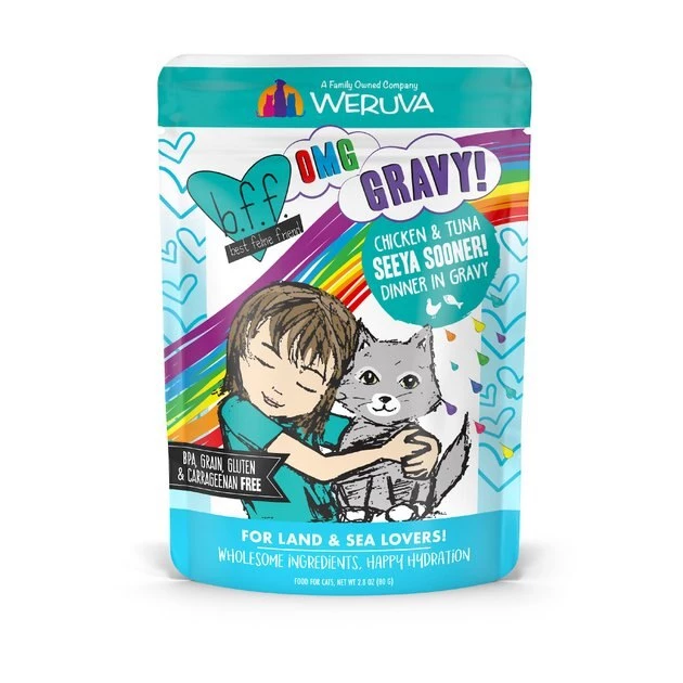 BFF OMG Seeya Sooner! Chicken & Tuna Dinner in Gravy Grain-Free Cat Food Pouches