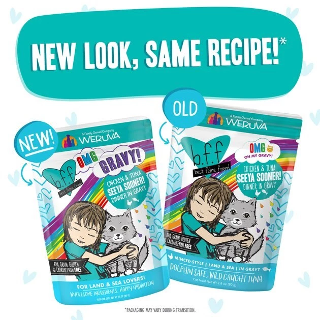 BFF OMG Seeya Sooner! Chicken & Tuna Dinner in Gravy Grain-Free Cat Food Pouches - Image 6