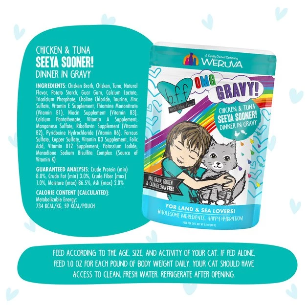 BFF OMG Seeya Sooner! Chicken & Tuna Dinner in Gravy Grain-Free Cat Food Pouches - Image 7
