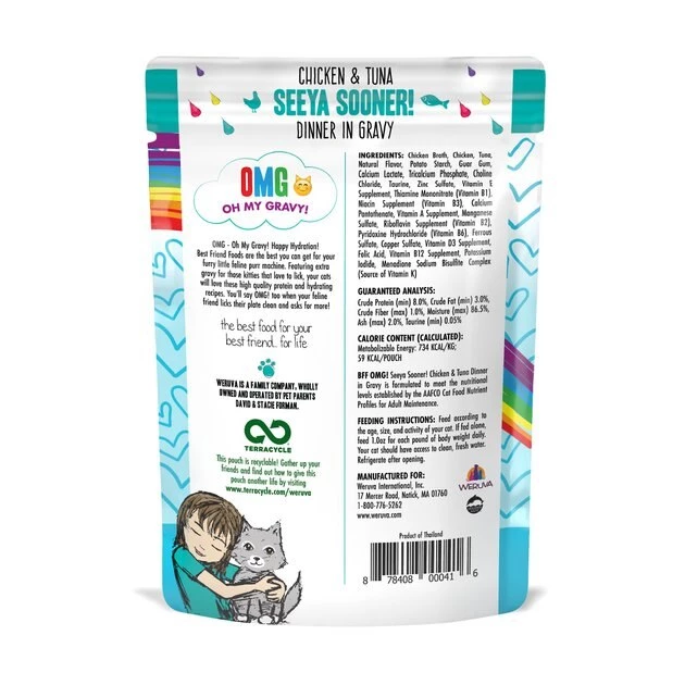 BFF OMG Seeya Sooner! Chicken & Tuna Dinner in Gravy Grain-Free Cat Food Pouches - Image 9