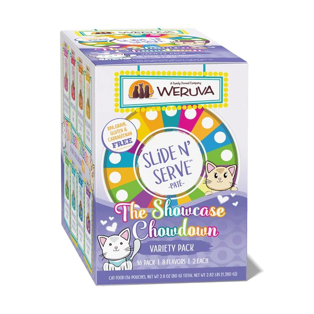 Weruva Slide N' Serve The Showcase Chowdown Variety Pack Pate Grain-Free Cat Food Pouches