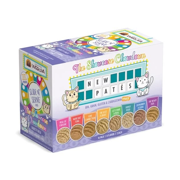 Weruva Slide N' Serve The Showcase Chowdown Variety Pack Pate Grain-Free Cat Food Pouches - Image 3