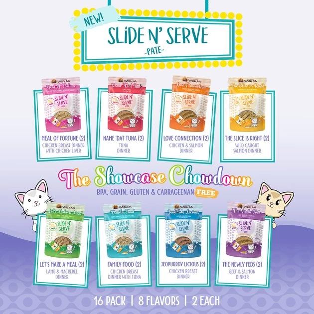 Weruva Slide N' Serve The Showcase Chowdown Variety Pack Pate Grain-Free Cat Food Pouches - Image 4
