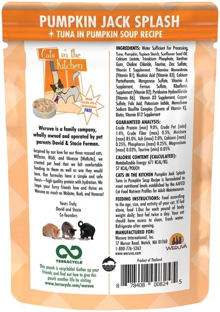 Weruva Cats in the Kitchen Pumpkin Jack Splash Tuna in Pumpkin Soup Grain-Free Cat Food Pouches - Image 2