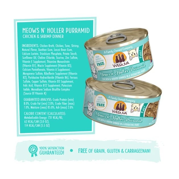 Weruva Classic Cat Meows n' Holler PurrAmid Chicken & Shrimp Pate Canned Cat Food - Image 7