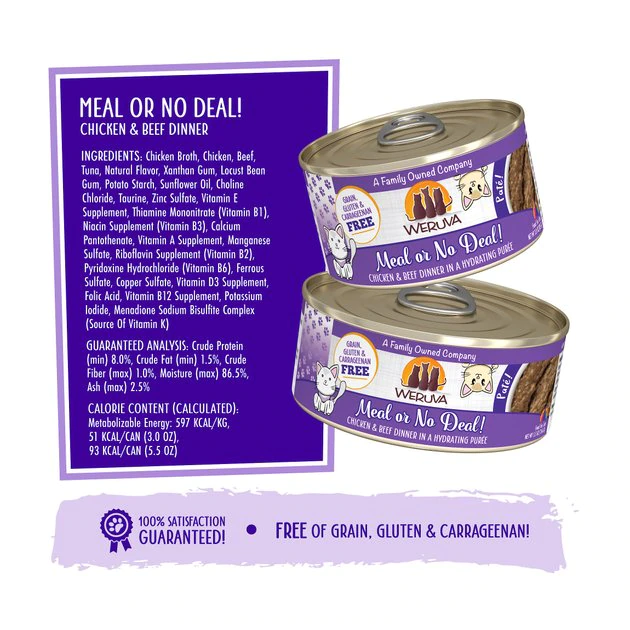 Weruva Classic Cat Meal or No Deal Chicken & Beef Pate Canned Cat Food - Image 4