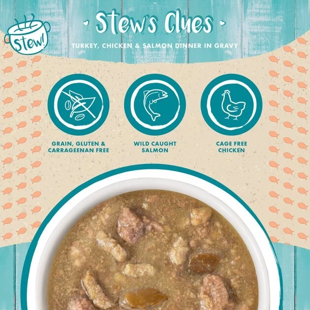 Weruva Classic Cat Stew's Clues Turkey, Chicken & Salmon in Gravy Stew Wet Canned Cat Food - Image 3