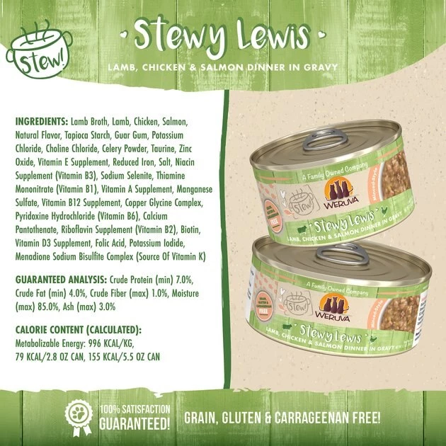 Weruva Classic Cat Stewy Lewis Lamb, Chicken & Salmon in Gravy Stew Canned Cat Food - Image 4