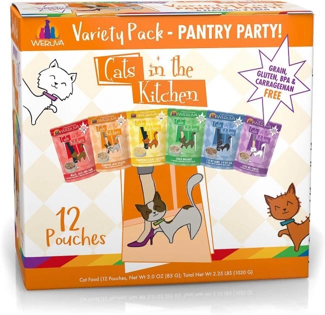 Weruva Cats in the Kitchen Variety Pack Grain-Free Cat Food Pouches, 3-oz, case of 12 + Weruva Cats in the Kitchen Cuties Variety Pack Grain-Free Canned Cat Food, 3.2-oz, case of 12 - Image 2