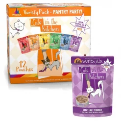 Weruva Cats in the Kitchen Love Me Tender Chicken & Duck Recipe Grain-Free Cat Food Pouches, 3-oz pouch, case of 12 + Weruva Cats in the Kitchen Variety Pack Grain-Free Cat Food Pouches, 3-oz, case of 12