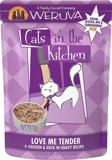 Weruva Cats in the Kitchen Love Me Tender Chicken & Duck Recipe Grain-Free Cat Food Pouches, 3-oz pouch, case of 12 + Weruva Cats in the Kitchen Variety Pack Grain-Free Cat Food Pouches, 3-oz, case of 12 - Image 2