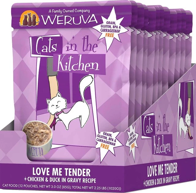 Weruva Cats in the Kitchen Love Me Tender Chicken & Duck Recipe Grain-Free Cat Food Pouches, 3-oz pouch, case of 12 + Weruva Cats in the Kitchen Variety Pack Grain-Free Cat Food Pouches, 3-oz, case of 12 - Image 4