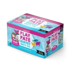 Weruva B.F.F. PLAY - Best Feline Friend Paté Lovers, Aw Yeah! Blue Paté Buffet Variety Pack Wet Cat Food, 2.8-oz, 18 pack