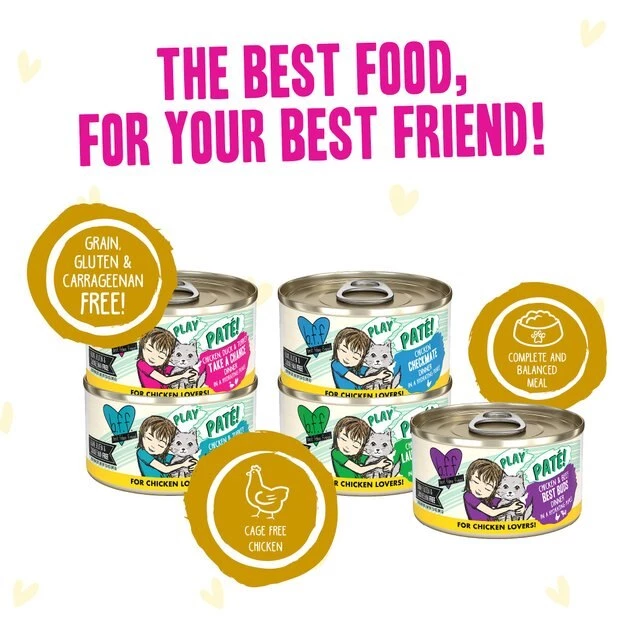 Weruva B.F.F. PLAY - Best Feline Friend Paté Lovers, Aw Yeah! Fowl Play Yellow Patés Variety Pack Wet Cat Food, 2.8-oz, 18 pack - Image 5