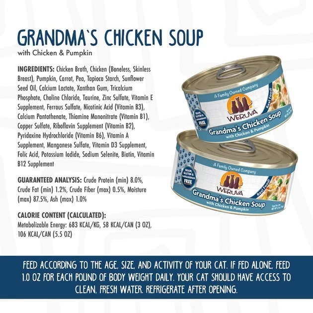 Weruva Grandma's Chicken Soup with Chicken & Pumpkin Grain-Free Canned Cat Food - Image 7