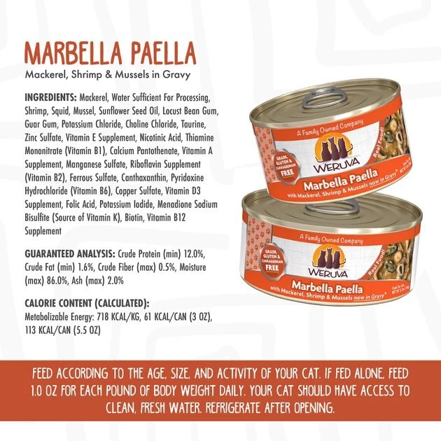 Weruva Marbella Paella with Mackerel, Shrimp & Mussels Grain-Free Canned Cat Food - Image 7