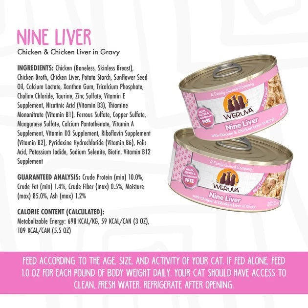 Weruva Nine Liver with Chicken & Chicken Liver in Gravy Grain-Free Canned Cat Food - Image 6