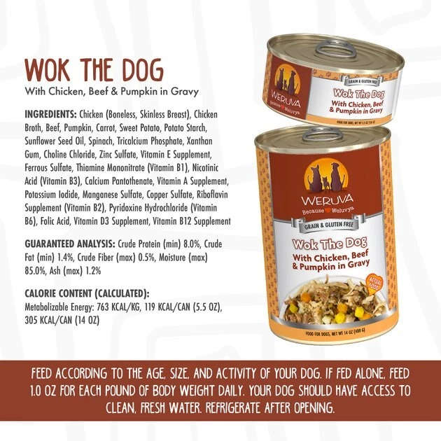 Weruva Wok the Dog with Chicken, Beef & Pumpkin in Gravy Grain-Free Canned Dog Food - Image 7