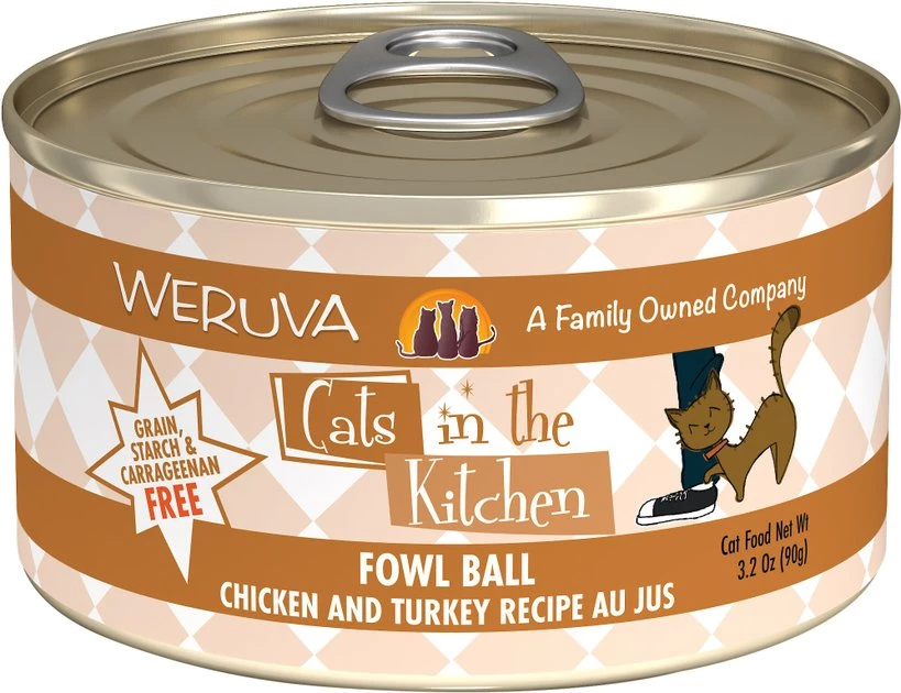 Weruva Cats in the Kitchen Fowl Ball Chicken & Turkey Au Jus Grain-Free Canned Cat Food