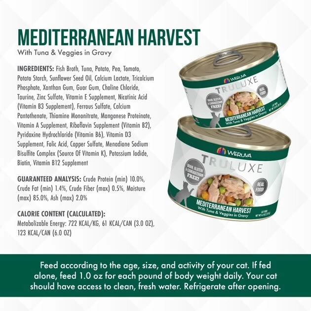 Weruva Truluxe Mediterranean Harvest with Tuna & Veggies in Gravy Grain-Free Canned Cat Food - Image 7