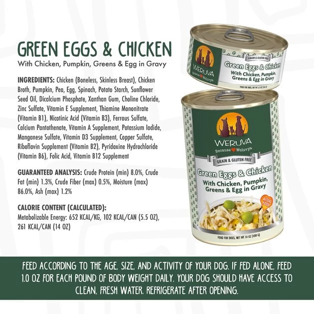 Weruva Green Eggs & Chicken with Chicken, Egg, & Greens in Gravy Grain-Free Canned Dog Food - Image 7