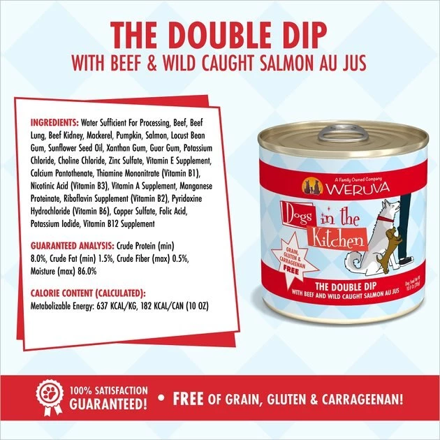 Weruva Dogs in the Kitchen The Double Dip with Beef & Wild Caught Salmon Au Jus Grain-Free Canned Dog Food - Image 2
